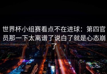 世界杯小组赛看点不在进球：第四官员那一下太离谱了说白了就是心态崩了