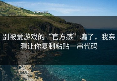 别被爱游戏的“官方感”骗了，我亲测让你复制粘贴一串代码
