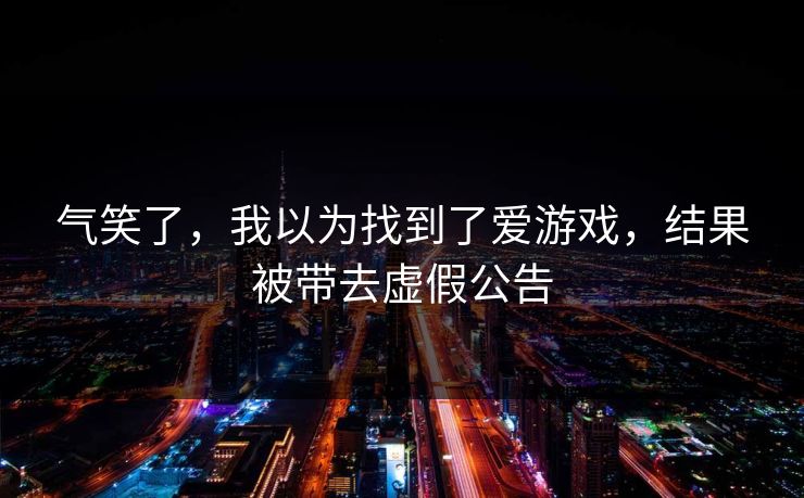 气笑了,我以为找到了爱游戏,结果被带去虚假公告 气笑了,我以为找到了爱游戏,结果被带去虚假公告